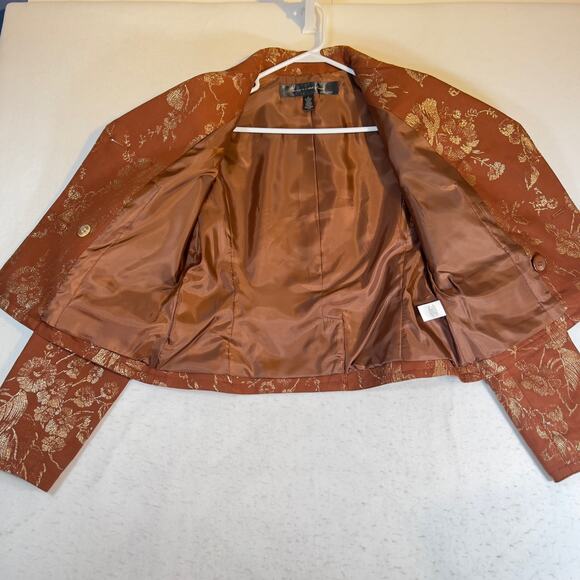 Apostrophe Luxury Is A State Of Mind Cropped Jacket Woman 6 Metallic Gold Floral - Picture 8 of 11